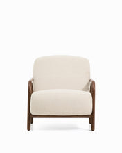 Load image into Gallery viewer, Sylo armchair in beige chenille and solid ash wood with walnut-coloured finish FSC 100% - image 8