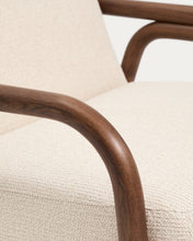 Load image into Gallery viewer, Sylo armchair in beige chenille and solid ash wood with walnut-coloured finish FSC 100% - image 15