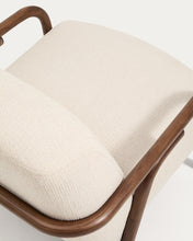 Load image into Gallery viewer, Sylo armchair in beige chenille and solid ash wood with walnut-coloured finish FSC 100% - image 16