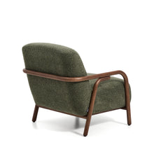 Load image into Gallery viewer, Sylo armchair in dark green chenille and solid ash wood with walnut-coloured finish FSC 100% - image 5
