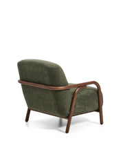 Load image into Gallery viewer, Sylo armchair in dark green chenille and solid ash wood with walnut-coloured finish FSC 100% - image 6