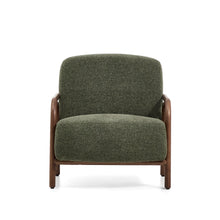 Load image into Gallery viewer, Sylo armchair in dark green chenille and solid ash wood with walnut-coloured finish FSC 100% - image 7