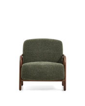 Load image into Gallery viewer, Sylo armchair in dark green chenille and solid ash wood with walnut-coloured finish FSC 100% - image 8