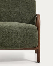 Load image into Gallery viewer, Sylo armchair in dark green chenille and solid ash wood with walnut-coloured finish FSC 100% - image 11