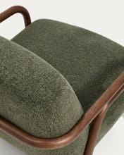 Load image into Gallery viewer, Sylo armchair in dark green chenille and solid ash wood with walnut-coloured finish FSC 100% - image 13