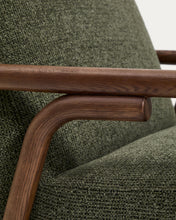 Load image into Gallery viewer, Sylo armchair in dark green chenille and solid ash wood with walnut-coloured finish FSC 100% - image 14