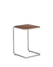 Load image into Gallery viewer, Tarsel side table in walnut veneer with brushed stainless steel structure 42 x 60cm