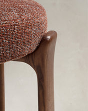 Load image into Gallery viewer, Granite stool in brown chenille and solid ash wood with walnut-coloured finish FSC 100% 65cm - image 9