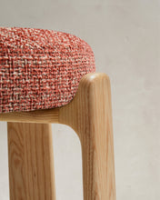 Load image into Gallery viewer, Granite stool in terracotta chenille and solid ash wood with a natural tone finish FSC 100% 65cm - image 8