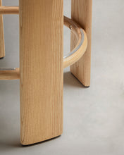 Load image into Gallery viewer, Granite stool in terracotta chenille and solid ash wood with a natural tone finish FSC 100% 75cm - image 11