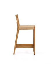 Load image into Gallery viewer, Analy stool backrest solid oak wood natural-tone finish and rope seat 65 cm FSC 100%. - image 2