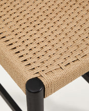 Load image into Gallery viewer, Analy stool with a backrest in solid oak wood in a black finish and rope cord seat, 65 cm, FSC 100% - image 7