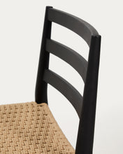 Load image into Gallery viewer, Analy stool with a backrest in solid oak wood in a black finish and rope cord seat, 65 cm, FSC 100% - image 8