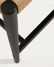 Load image into Gallery viewer, Analy stool with a backrest in solid oak wood in a black finish and rope cord seat, 65 cm, FSC 100% - image 9