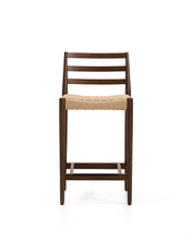 Load image into Gallery viewer, Analy stool with backrest in solid oak wood with walnut-tone finish and rope seat, 65 cm, FSC 100% - image 4