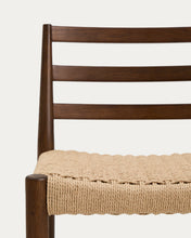 Load image into Gallery viewer, Analy stool with backrest in solid oak wood with walnut-tone finish and rope seat, 65 cm, FSC 100% - image 6