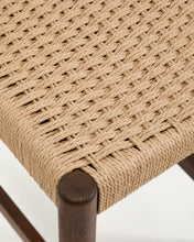 Load image into Gallery viewer, Analy stool with backrest in solid oak wood with walnut-tone finish and rope seat, 65 cm, FSC 100% - image 7