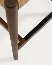 Load image into Gallery viewer, Analy stool with backrest in solid oak wood with walnut-tone finish and rope seat, 65 cm, FSC 100% - image 9