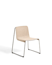 Load image into Gallery viewer, Tavari stackable chair in beige synthetic rope cord and AISI 304 stainless steel with brushed finish