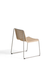Load image into Gallery viewer, Tavari stackable chair in beige synthetic rope cord and AISI 304 stainless steel with brushed finish - image 3