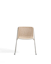 Load image into Gallery viewer, Tavari stackable chair in beige synthetic rope cord and AISI 304 stainless steel with brushed finish - image 4