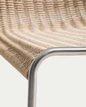 Load image into Gallery viewer, Tavari stackable chair in beige synthetic rope cord and AISI 304 stainless steel with brushed finish - image 11
