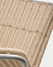 Load image into Gallery viewer, Tavari stackable chair in beige synthetic rope cord and AISI 304 stainless steel with brushed finish - image 13