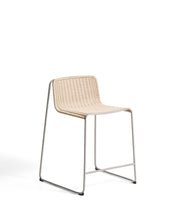 Load image into Gallery viewer, Tavari stackable stool in beige synthetic rope cord and AISI 304 stainless steel with brushed finish 65 cm