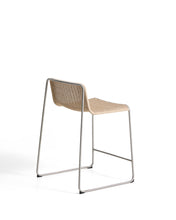 Load image into Gallery viewer, Tavari stackable stool in beige synthetic rope cord and AISI 304 stainless steel with brushed finish 65 cm - image 3