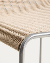 Load image into Gallery viewer, Tavari stackable stool in beige synthetic rope cord and AISI 304 stainless steel with brushed finish 65 cm - image 10