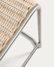 Load image into Gallery viewer, Tavari stackable stool in beige synthetic rope cord and AISI 304 stainless steel with brushed finish 65 cm - image 11
