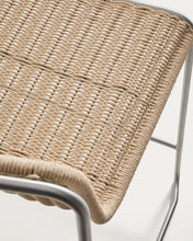 Load image into Gallery viewer, Tavari stackable stool in beige synthetic rope cord and AISI 304 stainless steel with brushed finish 65 cm - image 12
