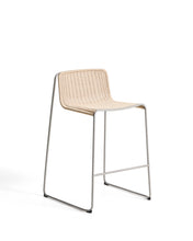 Load image into Gallery viewer, Tavari stackable stool in beige synthetic rope cord and AISI 304 stainless steel with brushed finish 75 cm