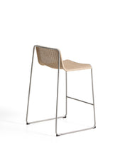 Load image into Gallery viewer, Tavari stackable stool in beige synthetic rope cord and AISI 304 stainless steel with brushed finish 75 cm - image 3