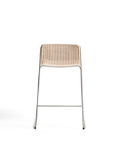 Load image into Gallery viewer, Tavari stackable stool in beige synthetic rope cord and AISI 304 stainless steel with brushed finish 75 cm - image 4