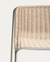 Load image into Gallery viewer, Tavari stackable stool in beige synthetic rope cord and AISI 304 stainless steel with brushed finish 75 cm - image 8