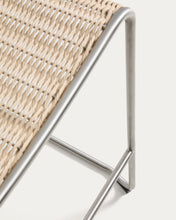 Load image into Gallery viewer, Tavari stackable stool in beige synthetic rope cord and AISI 304 stainless steel with brushed finish 75 cm - image 11