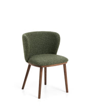 Load image into Gallery viewer, Ciselia dark green thick chenille chair with solid ash wood legs with walnut-coloured finish FSC Mix Credit