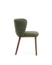 Load image into Gallery viewer, Ciselia dark green thick chenille chair with solid ash wood legs with walnut-coloured finish FSC Mix Credit - image 2