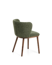 Load image into Gallery viewer, Ciselia dark green thick chenille chair with solid ash wood legs with walnut-coloured finish FSC Mix Credit - image 3