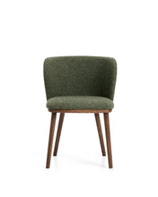 Load image into Gallery viewer, Ciselia dark green thick chenille chair with solid ash wood legs with walnut-coloured finish FSC Mix Credit - image 4