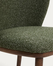 Load image into Gallery viewer, Ciselia dark green thick chenille chair with solid ash wood legs with walnut-coloured finish FSC Mix Credit - image 8