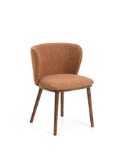 Load image into Gallery viewer, Ciselia terracotta thick chenille chair with solid ash wood legs with walnut-coloured finish FSC Mix Credit