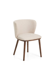 Load image into Gallery viewer, Ciselia beige chenille chair with solid ash wood legs with walnut-coloured finish FSC Mix Credit