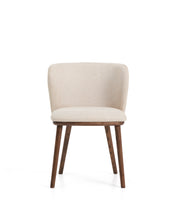 Load image into Gallery viewer, Ciselia beige chenille chair with solid ash wood legs with walnut-coloured finish FSC Mix Credit - image 4