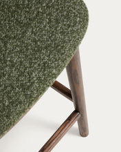Load image into Gallery viewer, Ciselia dark green thick chenille stool with solid ash wood legs with walnut-coloured finish FSC Mix Credit 65cm - image 8