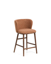 Load image into Gallery viewer, Ciselia terracotta thick chenille stool with solid ash wood legs with walnut-coloured finish FSC Mix Credit 65cm
