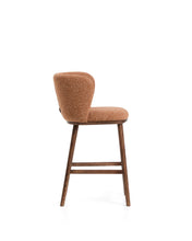 Load image into Gallery viewer, Ciselia terracotta thick chenille stool with solid ash wood legs with walnut-coloured finish FSC Mix Credit 65cm - image 2