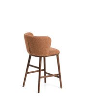 Load image into Gallery viewer, Ciselia terracotta thick chenille stool with solid ash wood legs with walnut-coloured finish FSC Mix Credit 65cm - image 3