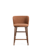 Load image into Gallery viewer, Ciselia terracotta thick chenille stool with solid ash wood legs with walnut-coloured finish FSC Mix Credit 65cm - image 4